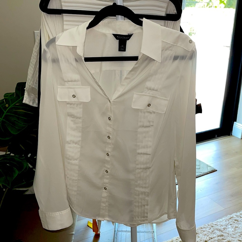 White House Black Market-white career blouse